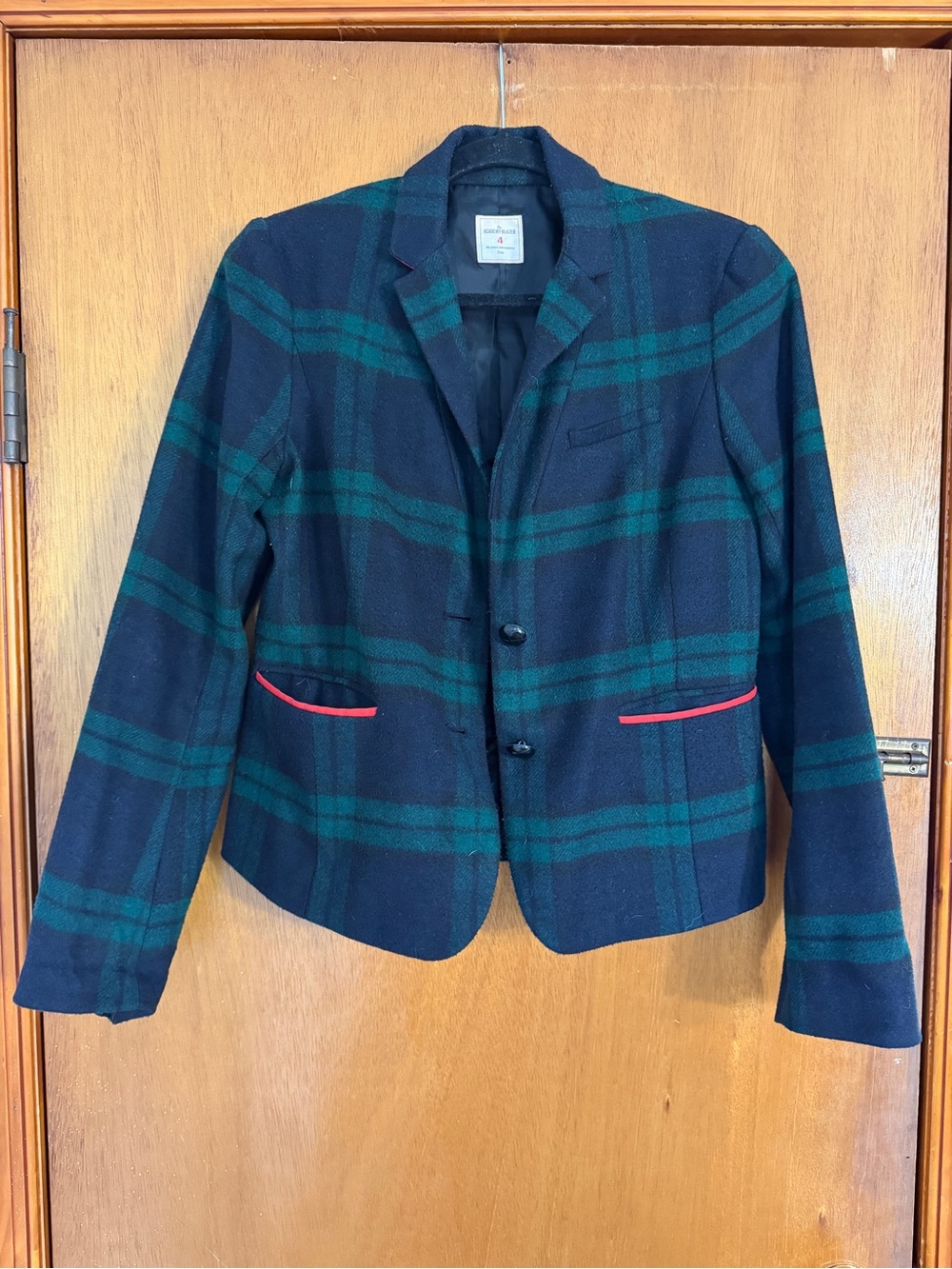 Old Navy Plaid Blazer with Red Trim